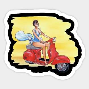 Girl On Bike With Dog Sticker